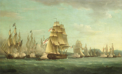 HMS 'Spartan' and French Frigates: Beginning of the Action, Third of May 1810 by Thomas Whitcombe