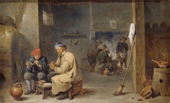 Interior of a tavern with smoking peasants by David Teniers the Younger