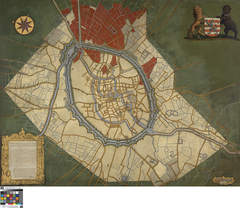 Kaart van Brugge en de feodale gronden by Joannes Lobberecht