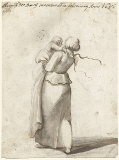 Kind gedragen door een vrouw, van achteren by Harmen ter Borch
