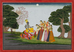 Krishna Returns to the Gopis, an illustration from book 10 of a Bhagavata Purana serie by Anonymous