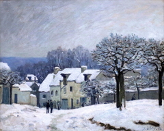 La Place du Chenil à Marly, effet de neige by Alfred Sisley