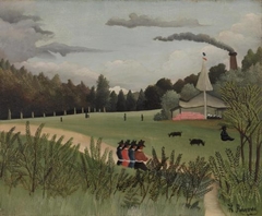 Landscape and Four Young Girls (Paysage et quatre jeunes filles) by Henri Rousseau