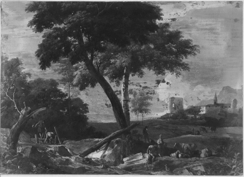 Landscape with a Rocky Stream, Peasants and Cattle