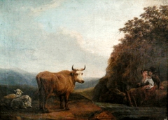 Landscape with shepherds.