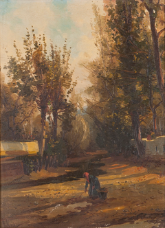 Landscape with trees and figure