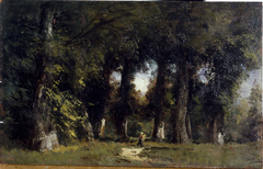 Lisière de forêt (au recto), Paysage animé (au revers) by Félix Ziem