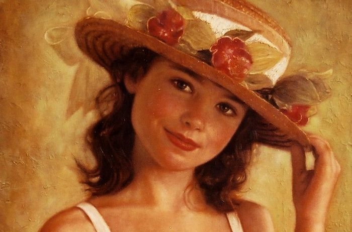 "little girl in a straw hat"