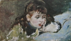 Little girl reading by Ignacio Pinazo Camarlench
