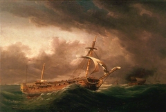 Loss of HMS 'Ramillies', September 1782: taking to the boats by Robert Dodd