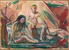 Naked Man and Woman, Seated