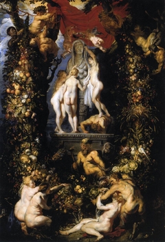 Nature adorning the three graces by Peter Paul Rubens