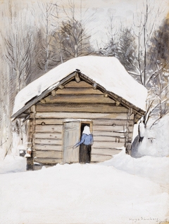 Old Woman at the Sauna Door by Hugo Simberg