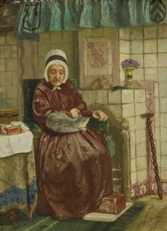 Old Woman by the Fireplace by August Allebé