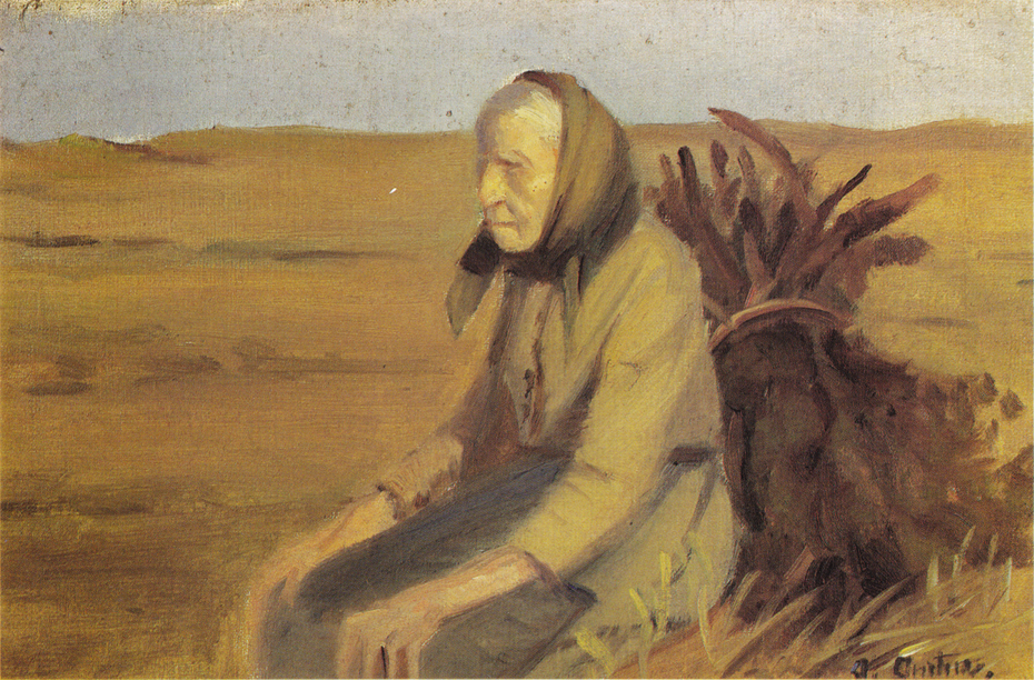 Old woman (Laurendse) with a bunch of twigs