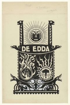 Ontwerp boekband voor een uitgave van 'De Edda' by Gust van de Wall Perné