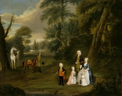 Outdoor Conversation Piece of Thomas Hill (Harwood) (1693-1782) and his First Family by Charles Philips