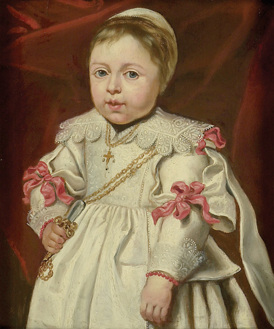 Portrait of a Child holding a Rattle