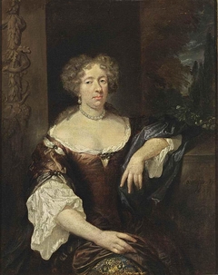 Portrait of a Lady in a Pearl Necklace by Caspar Netscher