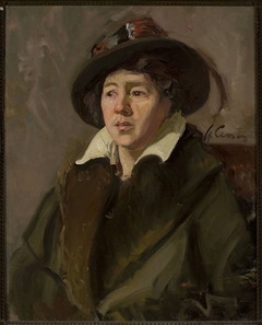 Portrait of a woman in a hat by Stanisław Lentz