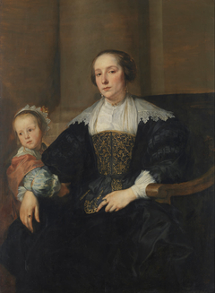 Portrait of Anna van Thielen, wife of the painter Theodoor Rombouts with their daughter by Anthony van Dyck