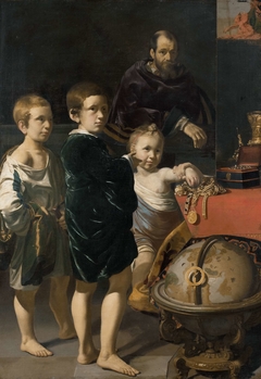 Portrait of three Children and a Man by Thomas de Keyser