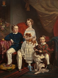 Portret van drie kinderen Taudin Chabot by Willem Karel Frederik Travers