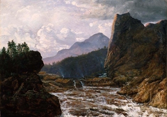 River between steep Rocks by Johan Christian Dahl