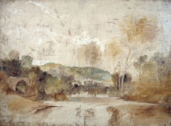 River Scene with Weir in Middle Distance by J. M. W. Turner