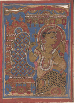 Shakra (Indra) Reveres the Embryo of Mahavira: Folio from a Kalpasutra Manuscript by Anonymous