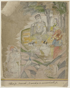 Shiva en Parvati op berg by Unknown Artist