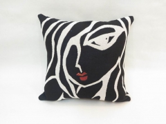 Sleepy Head - Black and white custom throw pillow cushion - Modern Abstract Pop Art by Fidostudio