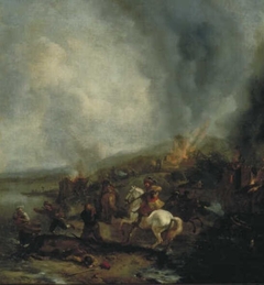 Soldiers Plundering a Village by Philips Wouwerman