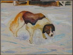St. Bernhard Dog in Snow by Edvard Munch
