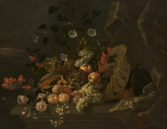 Still Life with a Basket of Fruit and Flowers by Anonymous