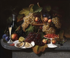Still Life with Fruit, Oysters, and Wine by Everhart Kuhn