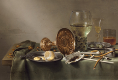 Still Life with Tazza, Tobacco and Peeled Lemon by Willem Claesz Heda