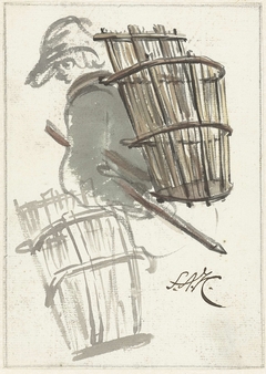 Studies van een man met een mand op de rug by Simon Andreas Krausz