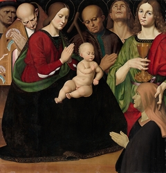 The Holy Family with Four Saints and a Female Donor by Antonio Rimpacta
