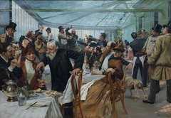The Scandinavian Artists’ Lunch at Café Ledoyen, Paris: Varnishing Day 1886 by Hugo Birger