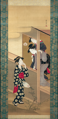 Three Beauties Chatting by a Veranda by Katsukawa Shunshō