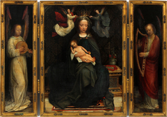 Triptych Madonna Enthroned with music-making angels by Adriaen Isenbrandt