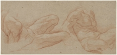 Twee studies van een liggende, naakte man by Eustache Lesueur