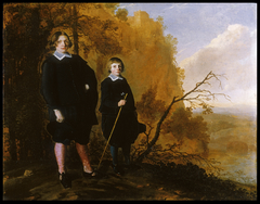 Two Boys in a Landscape by Herman Mijnert Donker