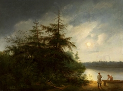 Nocturnal Landscape with Fishermen by Fyodor Alekseyev