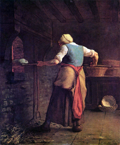 A woman baking bread by Jean-François Millet