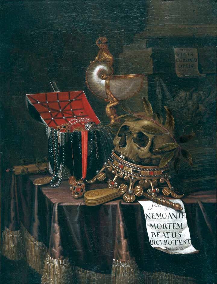 Vanitas Still Life with a Crowned Skull