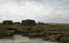 Veenplas met turfgravers by Sina Mesdag-van Houten