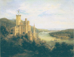view onto the castle of Stolzenfels at river Rhein by Carl Daniel Freydanck