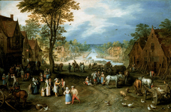 Village Scene with a Canal by Jan Brueghel the Elder